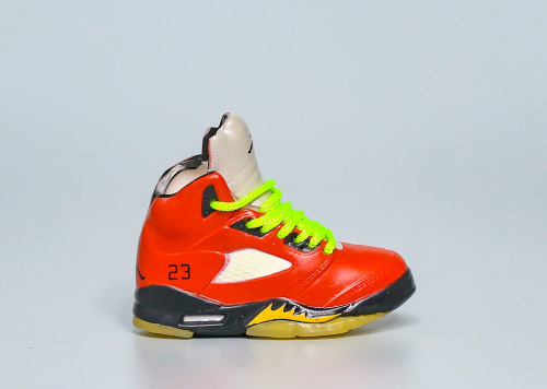 Mini Sneaker Air Jordan 5 Bull Yellowing Sole Green Lace 3D keychain
