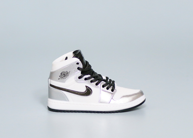 Mini Sneaker Air Jordan 1  'White/Silver'  3D keychain