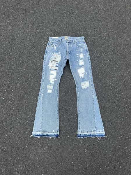 GALLERY.DEPT Distressed Patchwork Flared Jeans