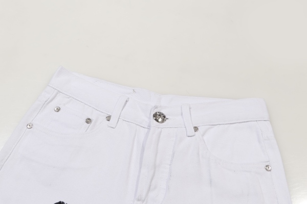 Chrome Hearts Green Zebra Print Croesses White Pants