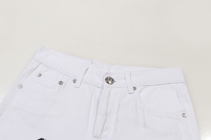 Chrome Hearts Green Zebra Print Croesses White Pants