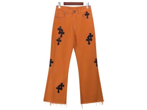 Chrome Hearts Black Crosses Orange Pants