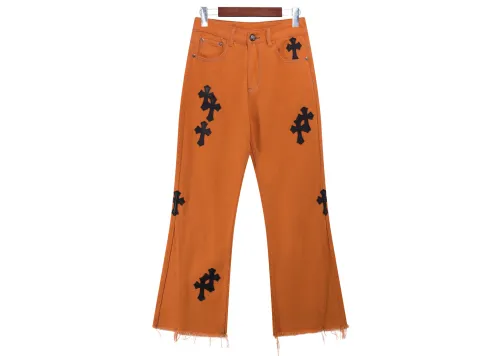 Chrome Hearts Black Crosses Orange Pants