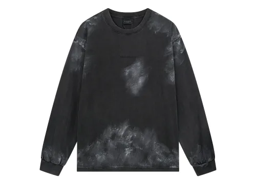 Balanciag@ Graffiti distressed long-sleeve shirt. 2025