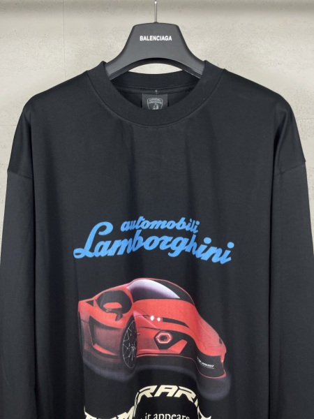 Balanciag@  Lamborghini  Long Sleeves Tee 2025