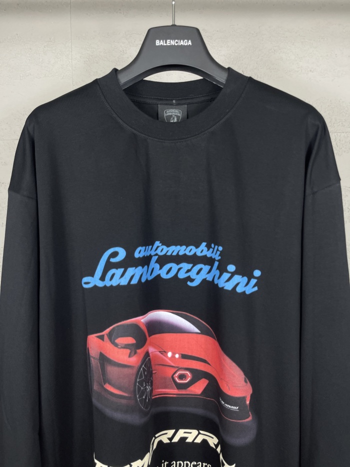 Balanciag@  Lamborghini  Long Sleeves Tee 2025