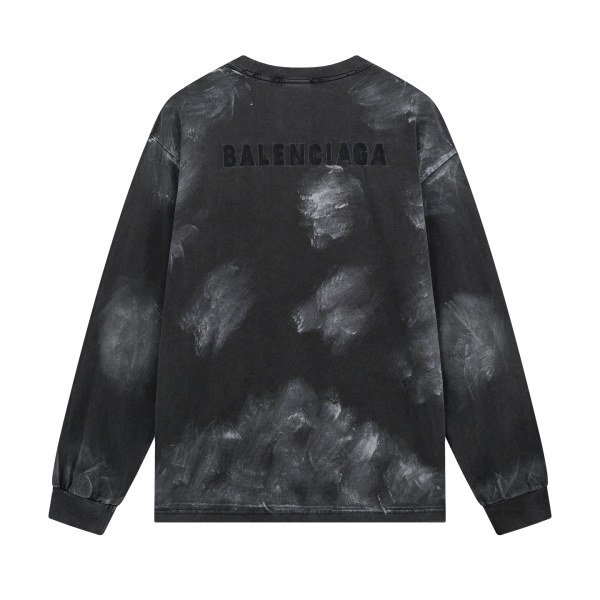 Balanciag@ Graffiti distressed long-sleeve shirt. 2025