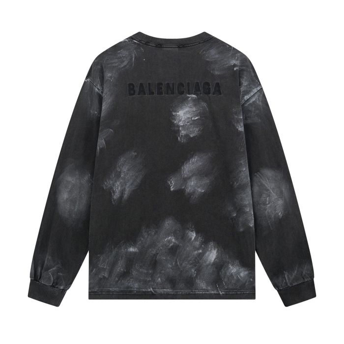 Balanciag@ Graffiti distressed long-sleeve shirt. 2025