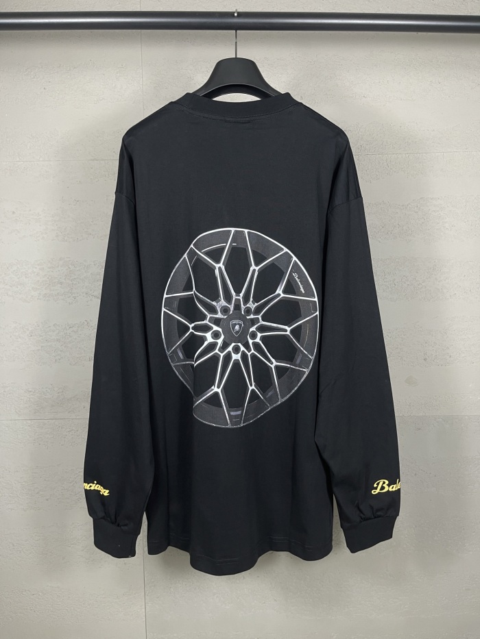 Balanciag@  Lamborghini  Long Sleeves Tee 2025