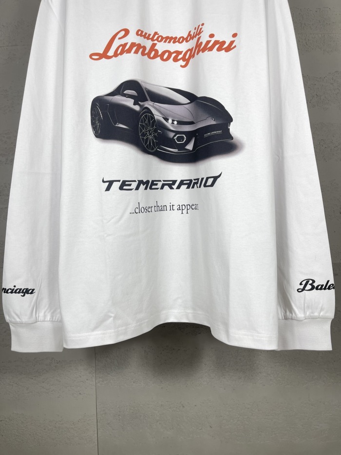 Balanciag@  Lamborghini  Long Sleeves Tee 2025