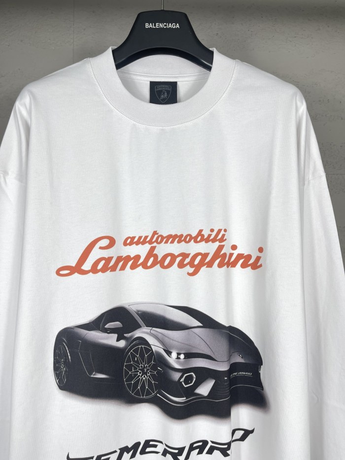 Balanciag@  Lamborghini  Long Sleeves Tee 2025