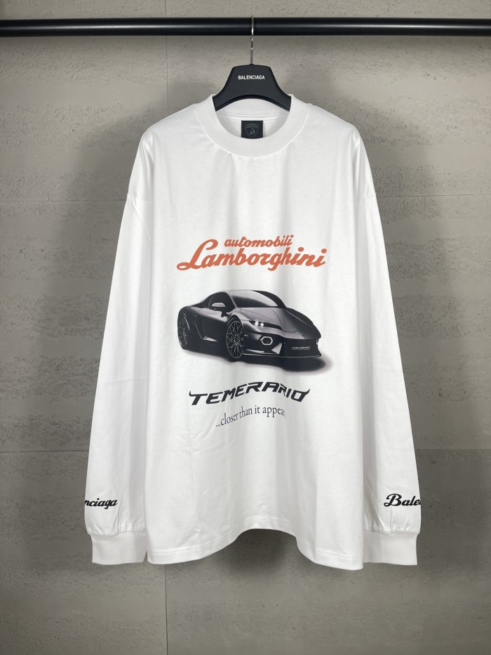 Balanciag@  Lamborghini  Long Sleeves Tee 2025