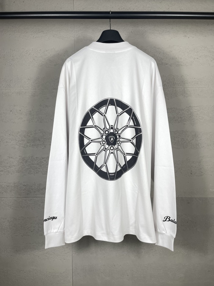 Balanciag@  Lamborghini  Long Sleeves Tee 2025