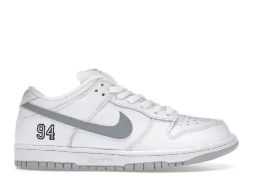 Nike SB Dunk Low Supreme 94 White Metallic Silver