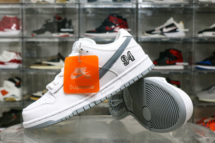 Nike SB Dunk Low Supreme 94 White Metallic Silver
