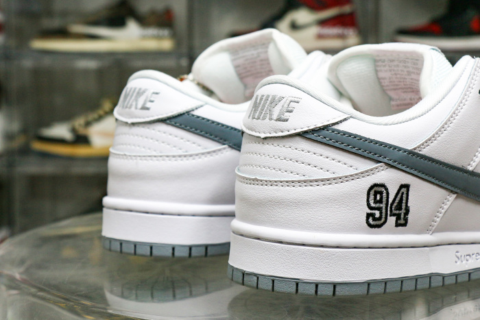 Nike SB Dunk Low Supreme 94 White Metallic Silver