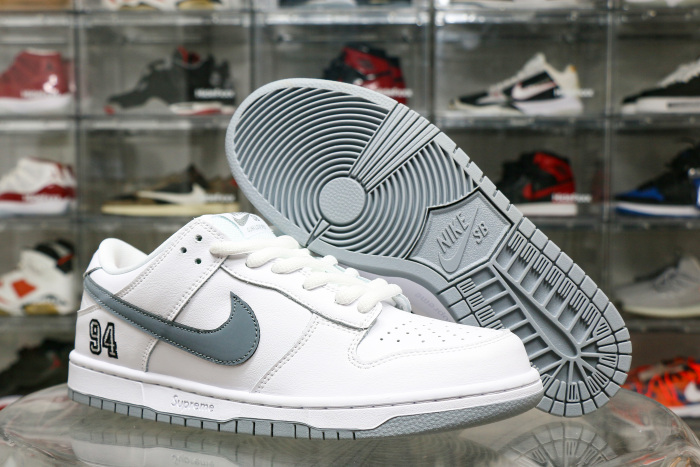Nike SB Dunk Low Supreme 94 White Metallic Silver