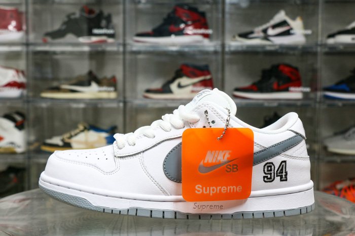 Nike SB Dunk Low Supreme 94 White Metallic Silver