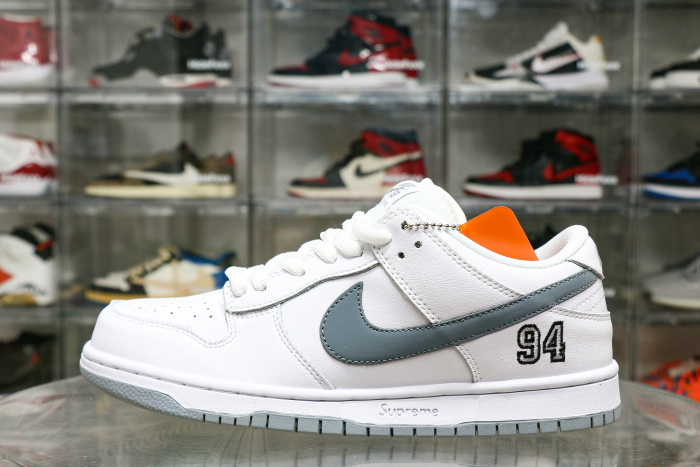 Nike SB Dunk Low Supreme 94 White Metallic Silver