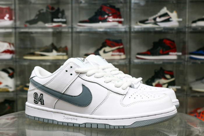 Nike SB Dunk Low Supreme 94 White Metallic Silver