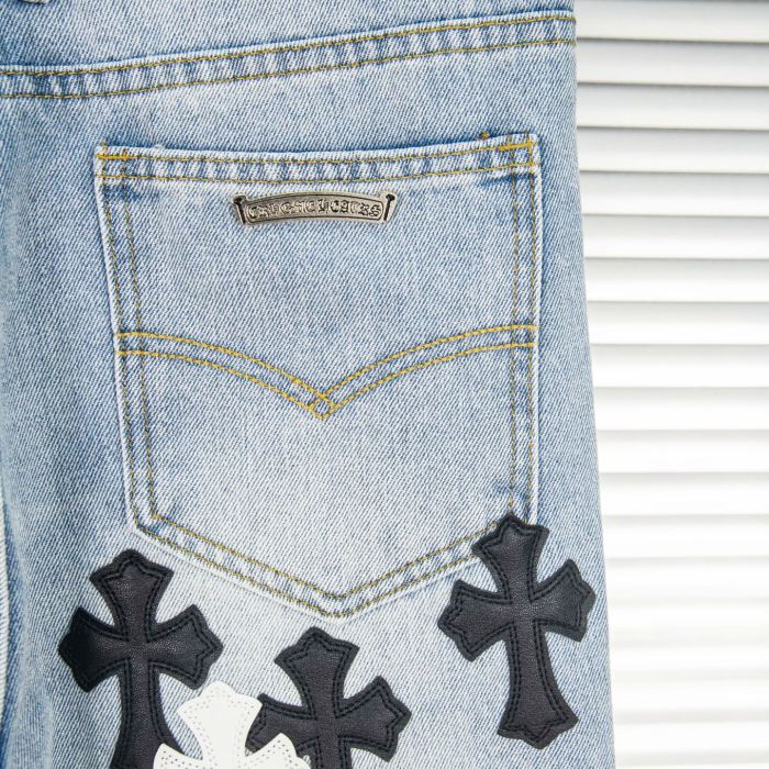 Chrome Hearts Black White Croesses Jeans