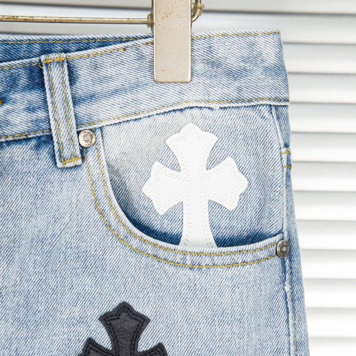 Chrome Hearts Black White Croesses Jeans