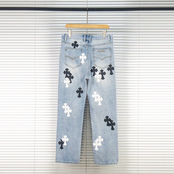 Chrome Hearts Black White Croesses Jeans