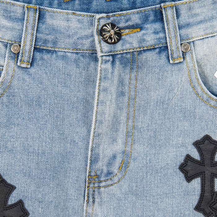 Chrome Hearts Black White Croesses Jeans