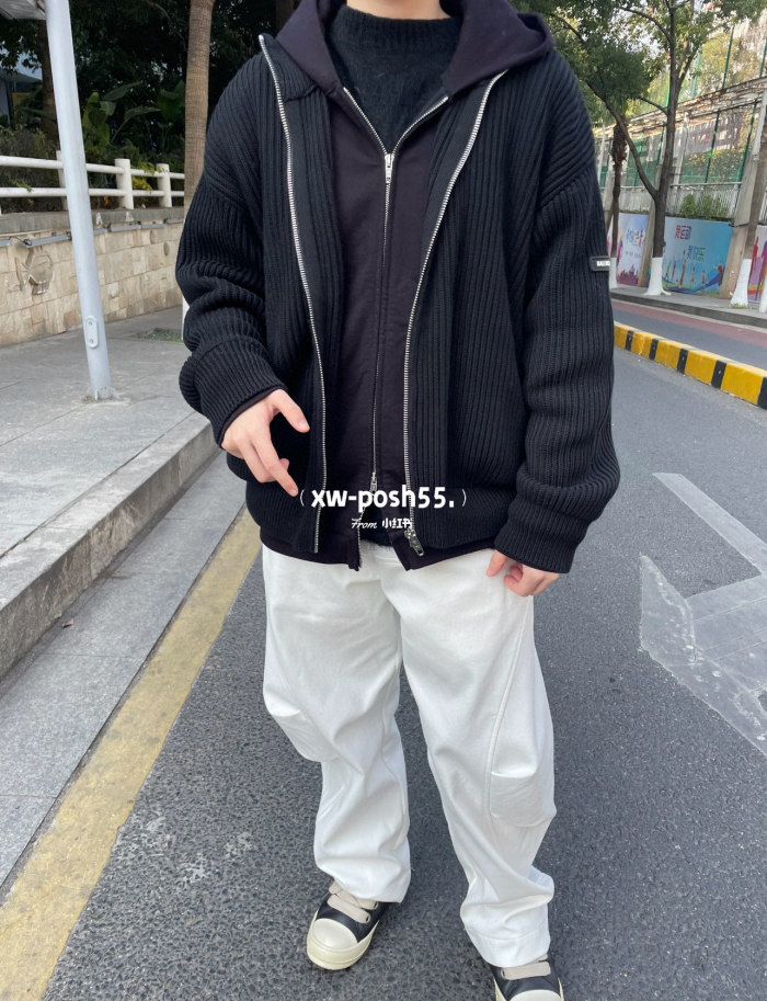 Balenciag@ Men's Zip Up Cardigan