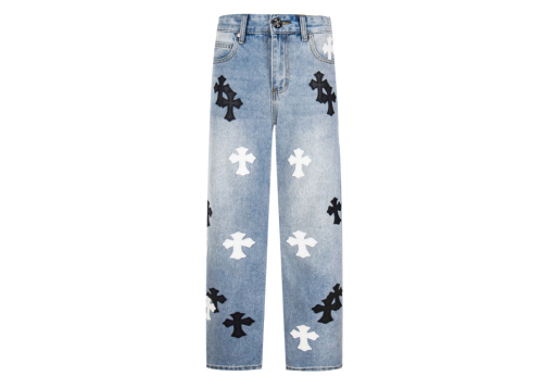 Chrome Hearts Black White Croesses Jeans