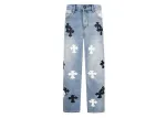 Chrome Hearts Black White Croesses Jeans