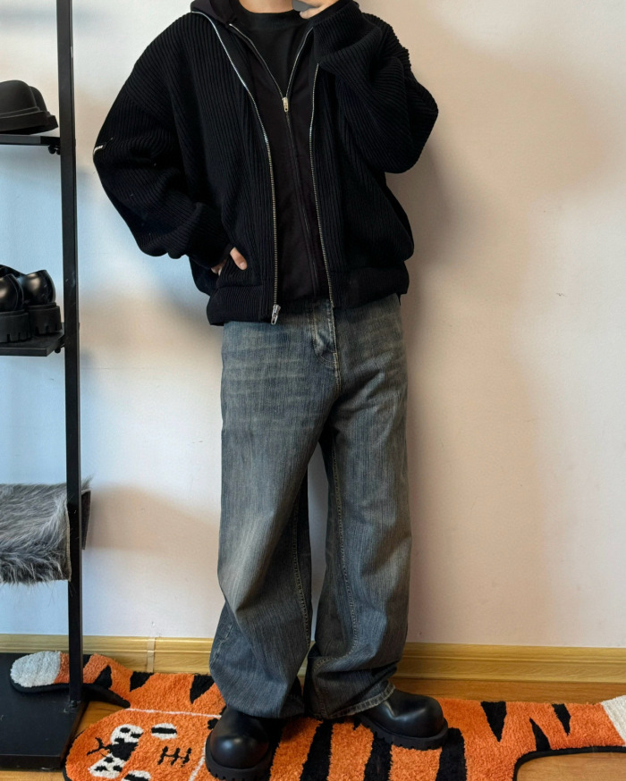 Balenciag@ Men's Zip Up Cardigan