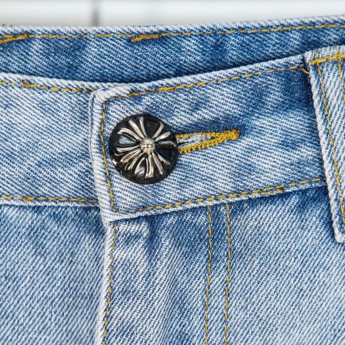 Chrome Hearts Black White Croesses Jeans