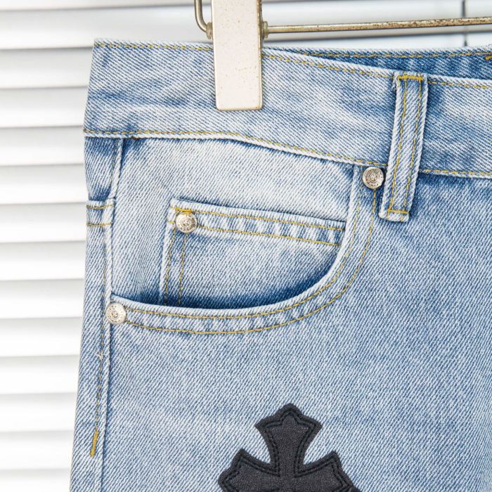 Chrome Hearts Black White Croesses Jeans