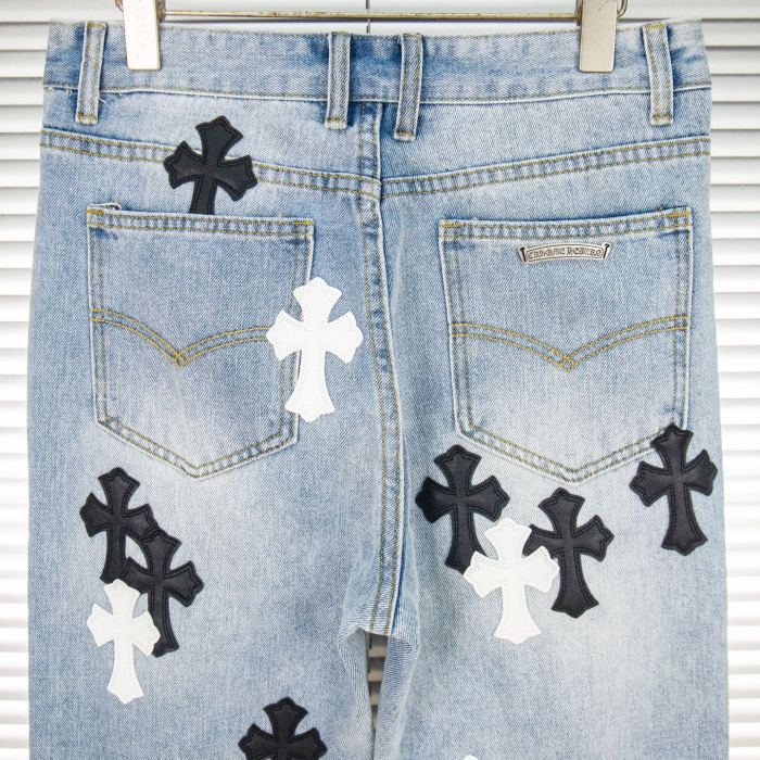 Chrome Hearts Black White Croesses Jeans
