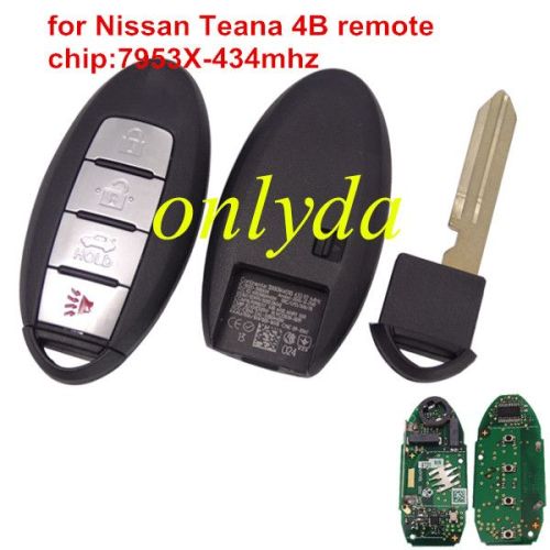 For Nissan 3+1 button remote key for Nissan Teana 13-15 NISSAN  ALTIMA MAXIMA 2015-2016 Murano   433.92mhz  chip:PCF7953X /PCF 7952X/ HITAG3 47CHIP   Continental: S180144018 IC:7812D-S180014 ANATEL-2845-11-2149 FCCID:KR5S180144014  CMIIT ID:2011D)2917 RLVCOSM-0819
