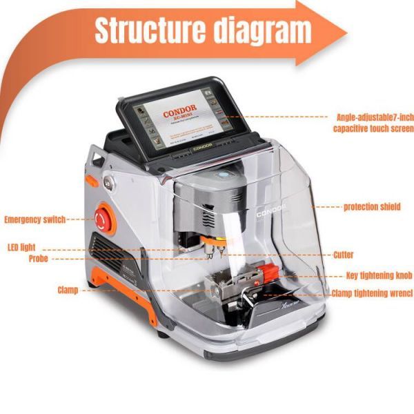 Xhorse Condor XC-Mini Plus Key Cutting Machine Plus                  Higlights:1.Bind with VVDI MB Tool,VVDI MB Tool get one token free everyday                           2.Update onlie via xhorse update kit software
