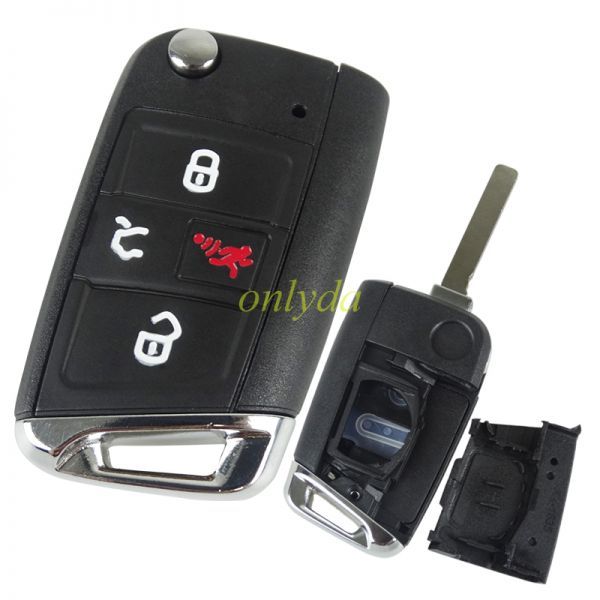 For  VW golf 3+1button remote key blank with HU162 blade