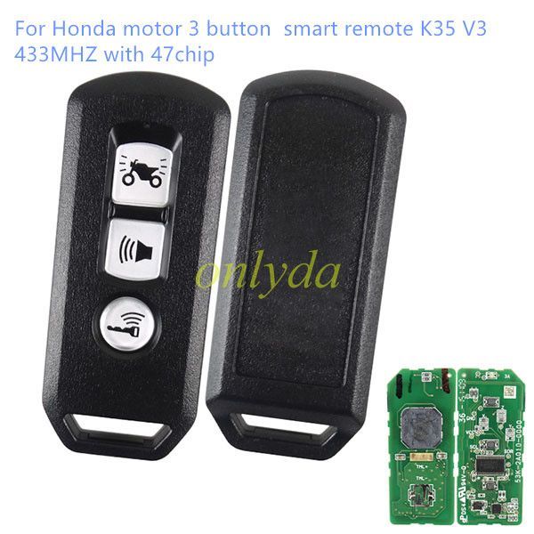 For Honda motor 3 button  smart remote K35 V3  433MHZ with 47chip