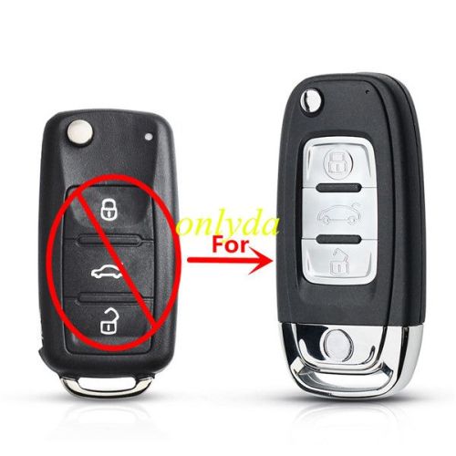 For VW 3 button modified remote key blank with HU66 blade