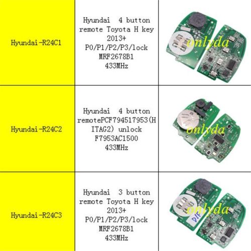 For 4 button remote Toy H key 2013+ P0/P1/P2/P3/lock  MRF2678B1 with 433MHZ,please choose which one do you need ?