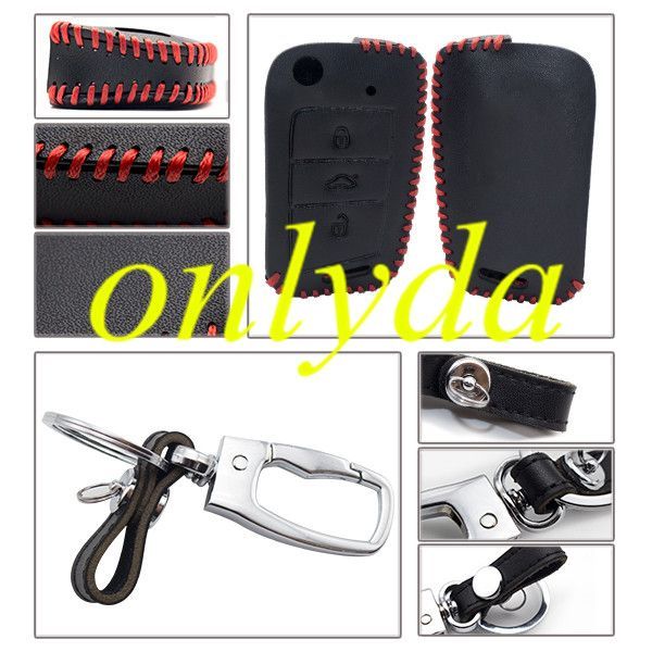 For  VW 3button key leather case GOLF7.
