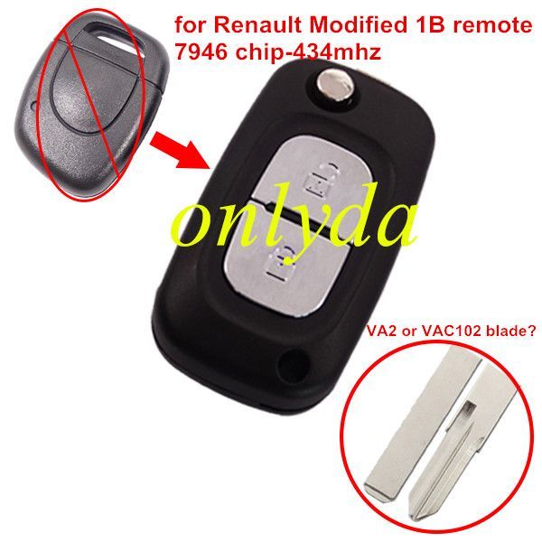 For Renault Modified 1 button remote key7946 chip-434mhz