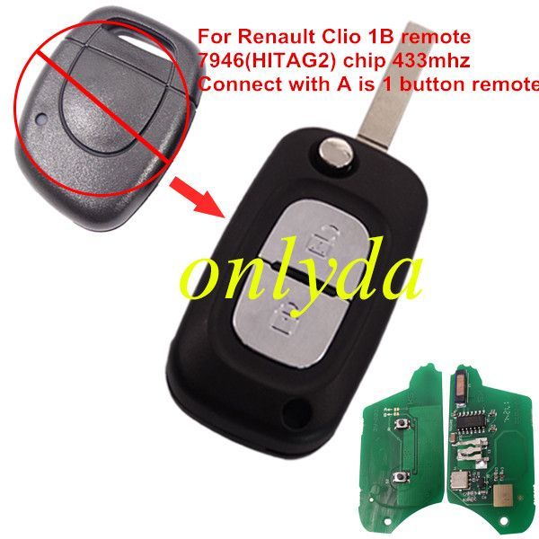 For Renault Clio  1 button remote 7946(HITAG2) ASK chip-433mhz
