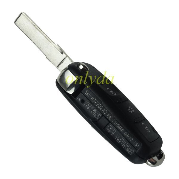 For VW 3 +1button remote key  with ID48 chip315mhz /434mhz Model Number is 5K0-837-202AD Switchable frequency