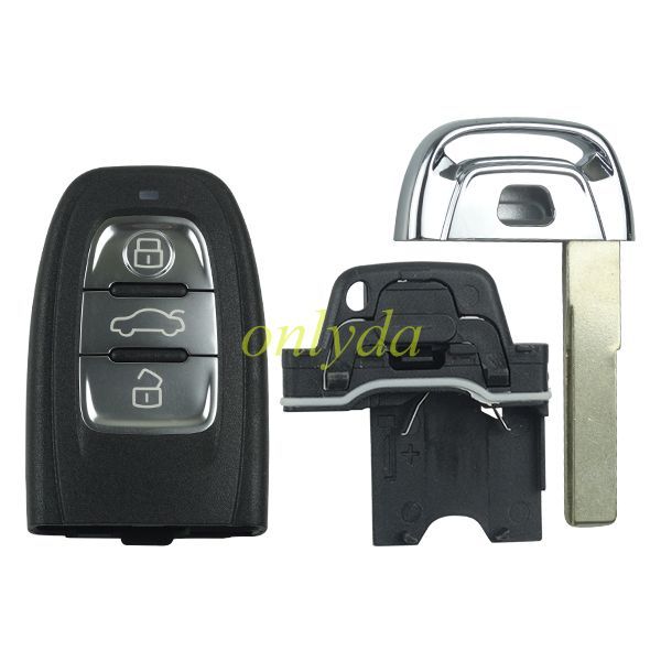 For Audi 3 button remote key shell with blade with logo