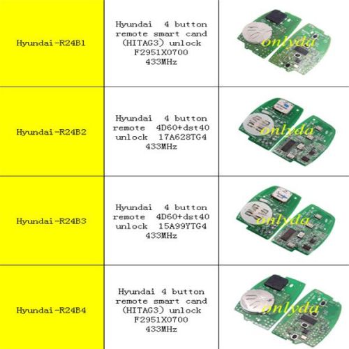 For 4 button remote smart cand (HITAG3）unlock  F2951X0700   with 433MHz,please choose which one do you need ?