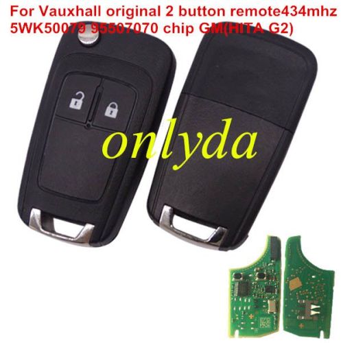 For  Vauxhall 2 button Remote Key key with 434mhz  5WK50079 95507070 chip GM(HITA G2)  without blade