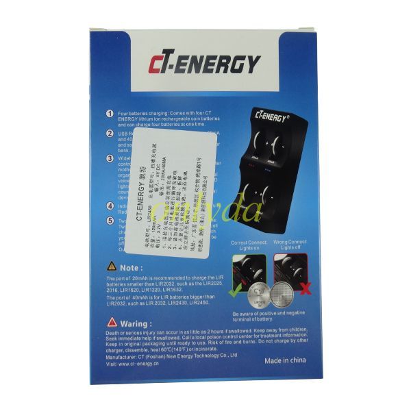 For VL2032/2020 rechargeable lithium battery smart charger