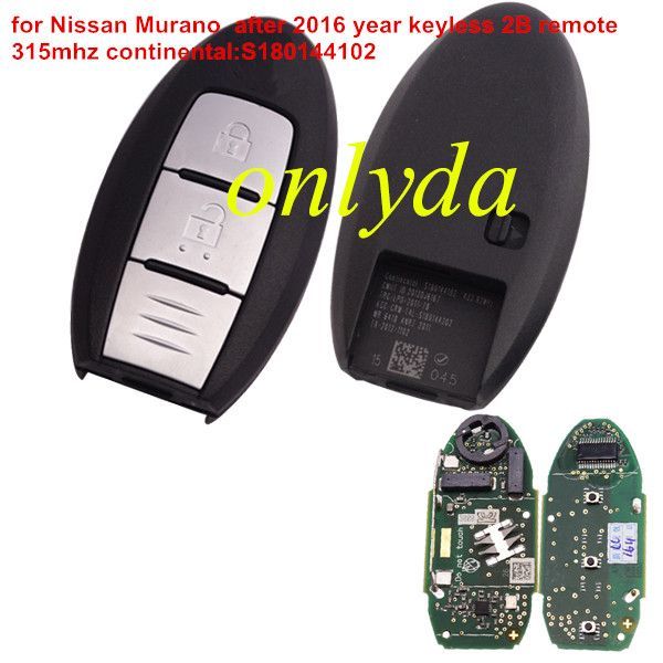 For  Nissan keyless 2 button remote key with 315mhz  Chip  is PCF7953, &7938&4A  pcb number is A2c32301600 continental:S180144102 CMIIT ID:2012DJ6167